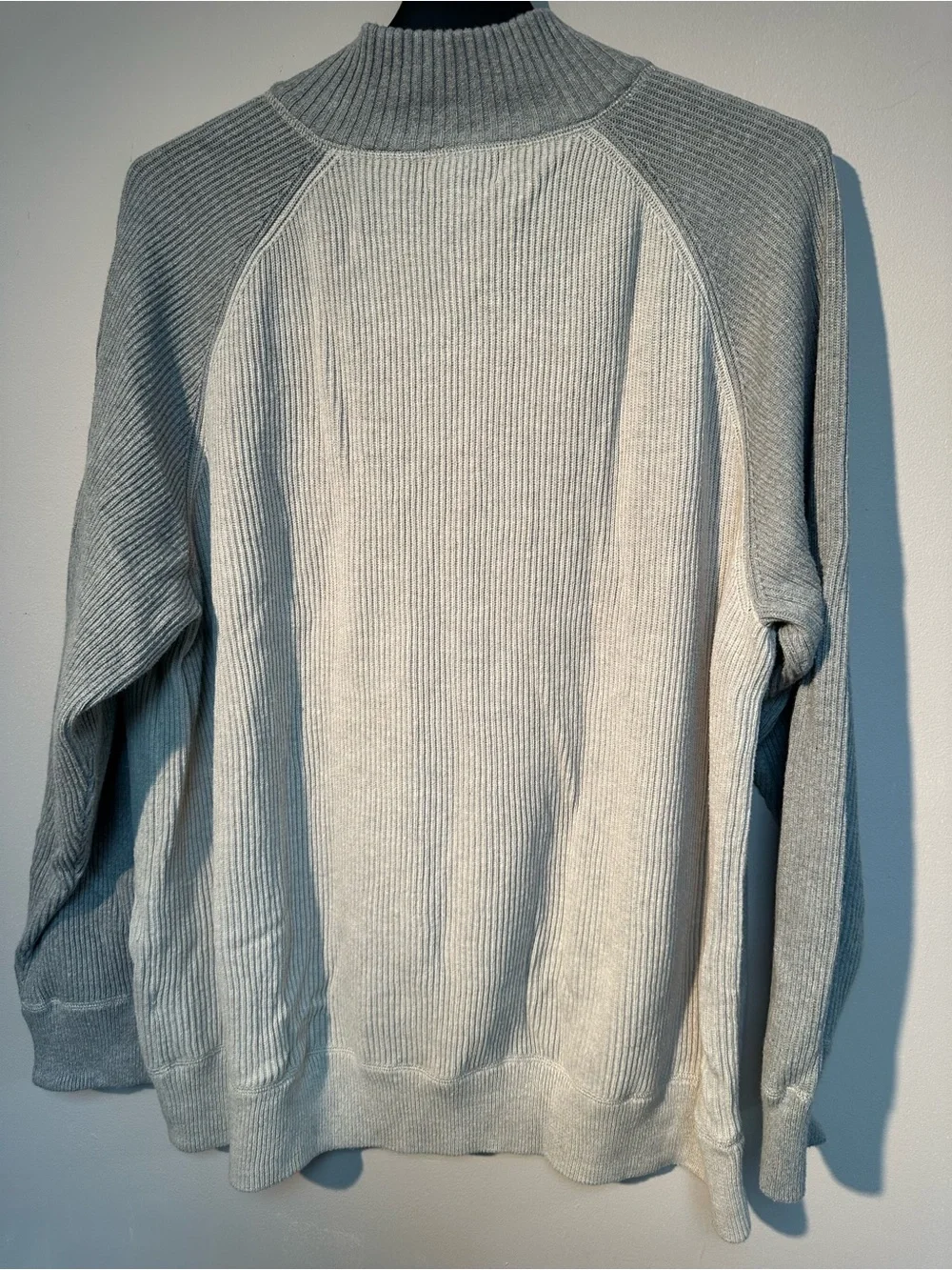 Polo by Ralph Lauren Men's Light Gray Ribbed Half-Zip Sweater